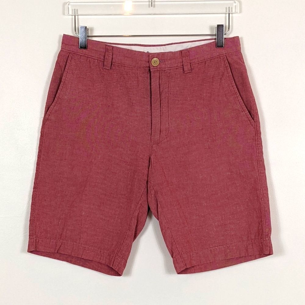 J. Crew Men's Red Chambray Cotton Shorts Waist 30